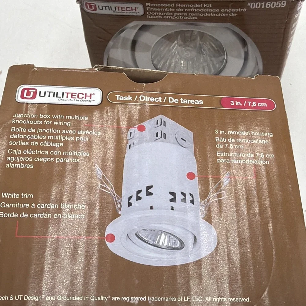Lot 2 Ulitech White 3 inch GU10 50 Watt Gimbal Kit Lighting Kit 16059 Open/NEW